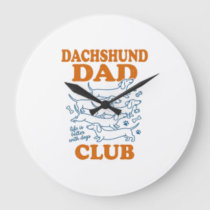 Dachshund Dad Club Vintage-Hund-Shirt-Design_1 Große Wanduhr