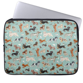 DACHSHUND DALLIANCE Wasserfarbe-Hundedruck Aqua Laptopschutzhülle