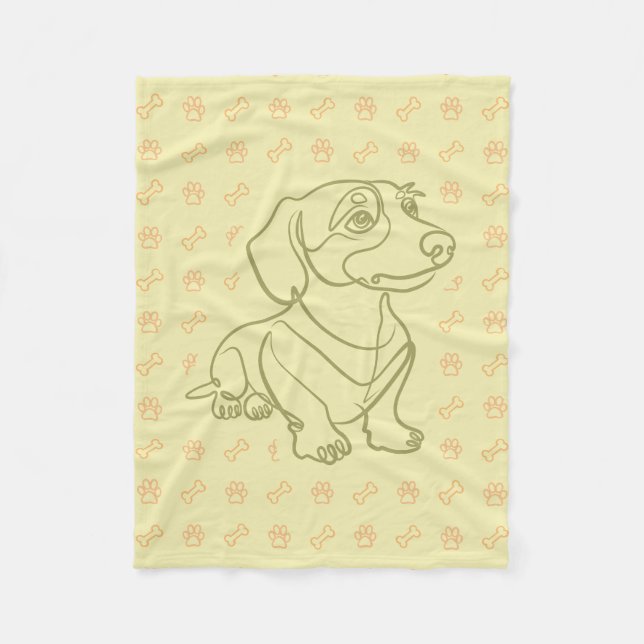 Dachshund Dekoratives Linienkunstmuster Fleecedecke (Vorderseite)