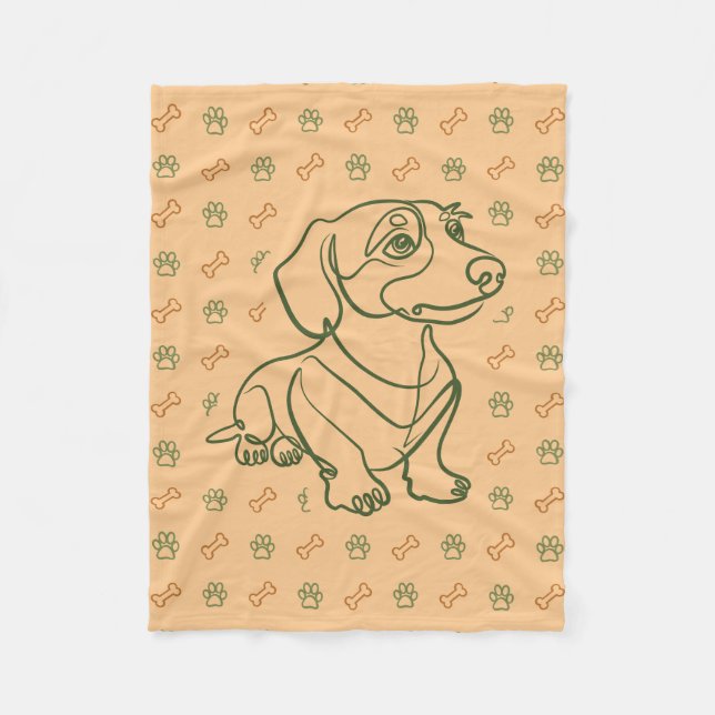 Dachshund Dekoratives Linienkunstmuster Fleecedecke (Vorderseite)