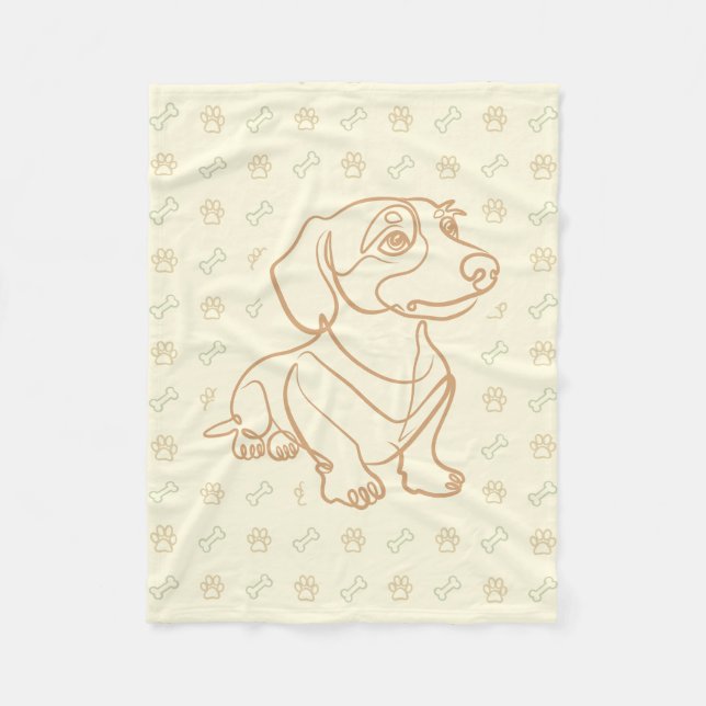 Dachshund Dekoratives Linienkunstmuster Fleecedecke (Vorderseite)