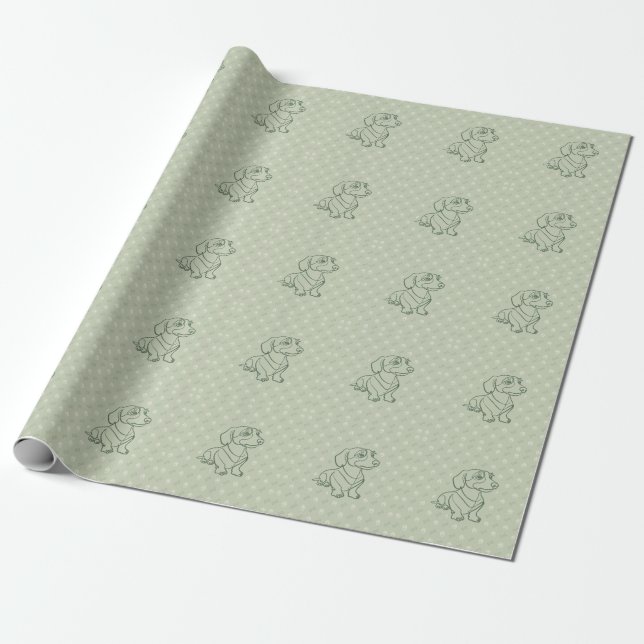 Dachshund Dekoratives Linienkunstmuster Geschenkpapier (Ungerollt)