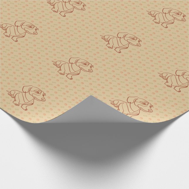 Dachshund Dekoratives Linienkunstmuster Geschenkpapier (Ecke)
