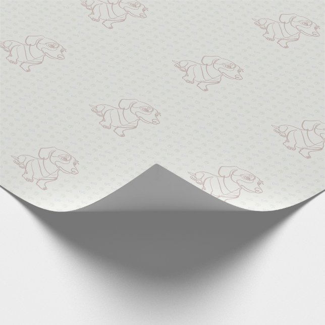 Dachshund Dekoratives Linienkunstmuster Geschenkpapier (Ecke)
