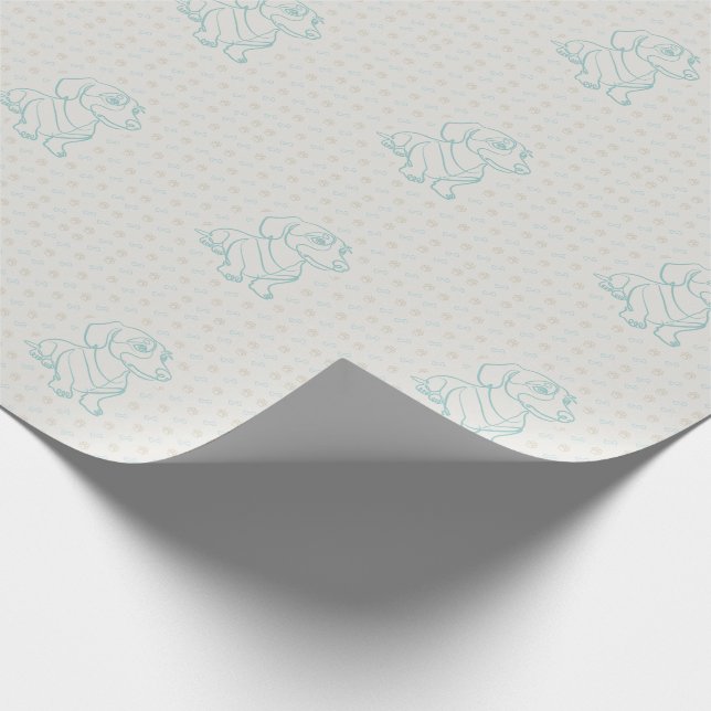 Dachshund Dekoratives Linienkunstmuster Geschenkpapier (Ecke)