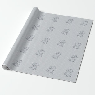Dachshund Dekoratives Linienkunstmuster Geschenkpapier