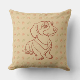 Dachshund Dekoratives Linienkunstmuster Kissen