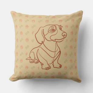 Dachshund Dekoratives Linienkunstmuster Kissen