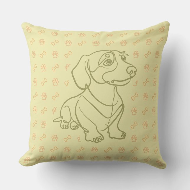 Dachshund Dekoratives Linienkunstmuster Kissen (Vorderseite)