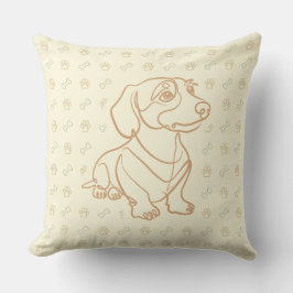 Dachshund Dekoratives Linienkunstmuster Kissen