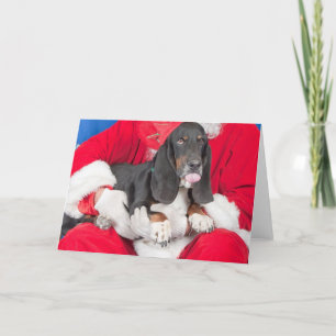 Dachshund, der Zunge heraus auf Sankt Schoss Feiertagskarte