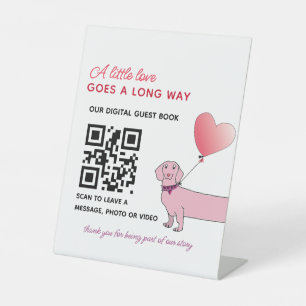 Dachshund Digital Gästebuch QR-Code Hochzeit Sockelschild