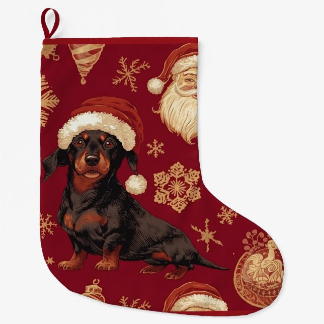 Dachshund dog christmas großer weihnachtsstrumpf (Vorderseite)