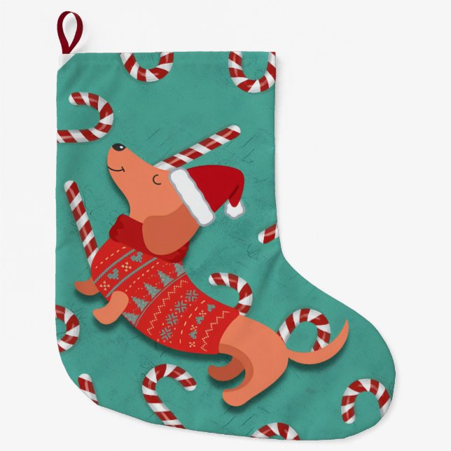 Dachshund dog christmas großer weihnachtsstrumpf (Vorderseite)