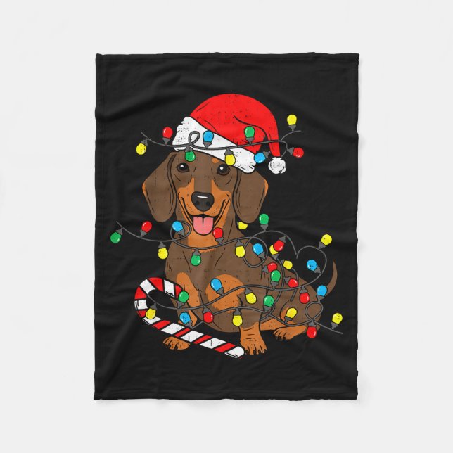 Dachshund Dog Christmas Lights Santa Xmas Pet Dog  Fleecedecke (Vorderseite)
