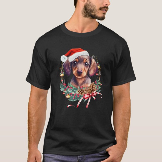 Dachshund Dog Christmas Wreath The Soul Keeper Pre T-Shirt (Vorderseite)