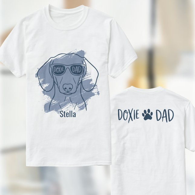 Dachshund Dog Dad Shirt - Custom Name Ice Blue Tee (Von Creator hochgeladen)
