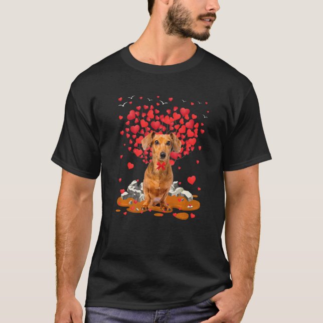Dachshund Dog Heart Valentines Day Dog Dad Dog Mom T-Shirt (Vorderseite)