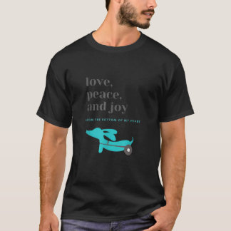 Dachshund Dog Mom Dad Christmas Love Peace and Joy T-Shirt