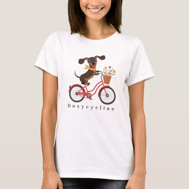 Dachshund Dog On Bike Doxycycline Cycling T-Shirt (Vorderseite)