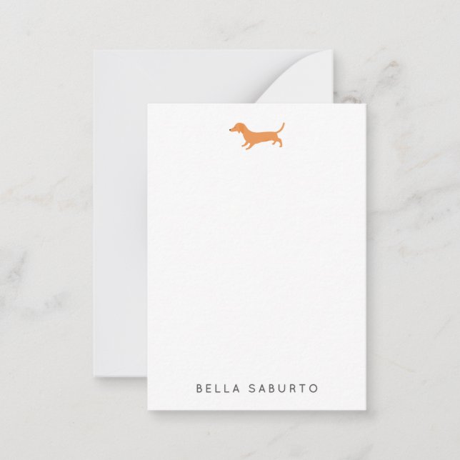 Dachshund Dog Personal Flat Note Card Mitteilungskarte (Vorderseite)