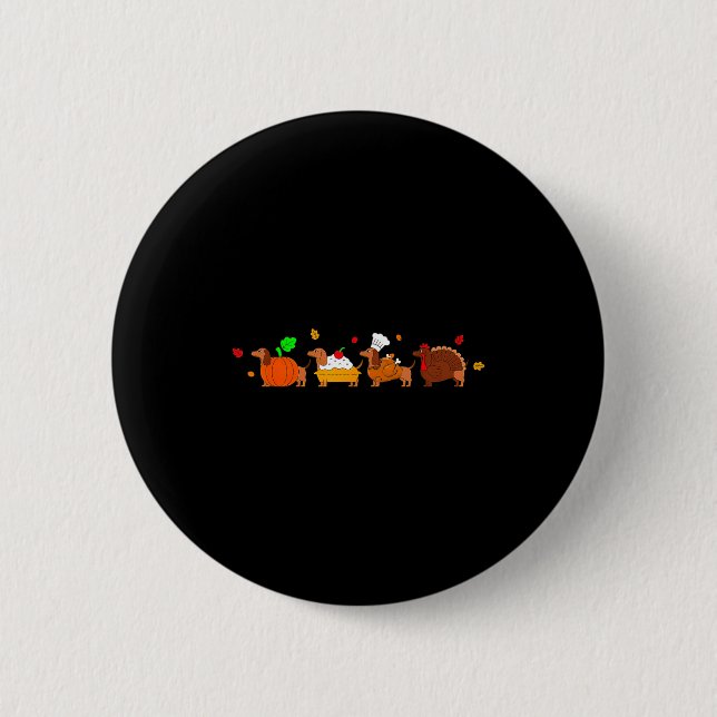 Dachshund Dog Pumpkin E Turkey Thanksgiving  Button (Vorderseite)