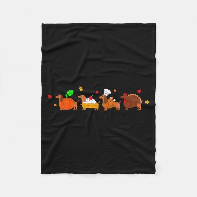 Dachshund Dog Pumpkin E Turkey Thanksgiving  Fleecedecke (Vorderseite)