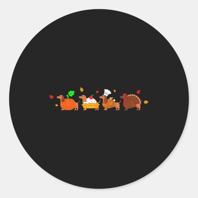 Dachshund Dog Pumpkin E Turkey Thanksgiving  Runder Aufkleber (Vorderseite)