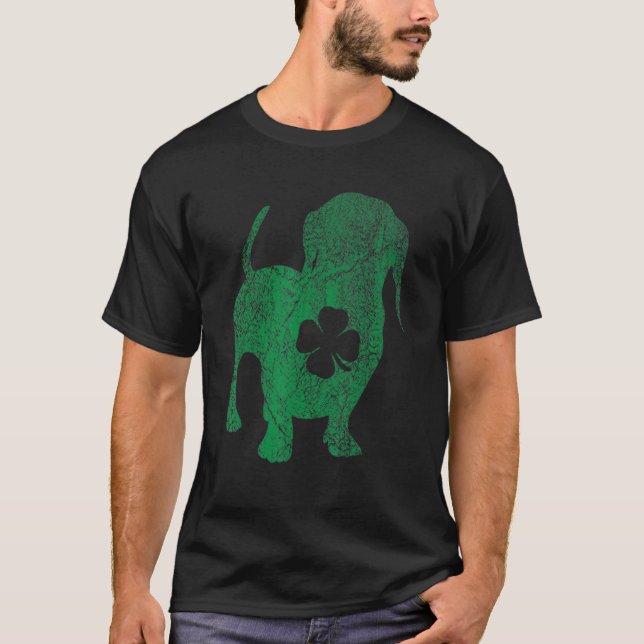 Dachshund Dog Shamrock St Patrick's Day Saint Padd T-Shirt (Vorderseite)