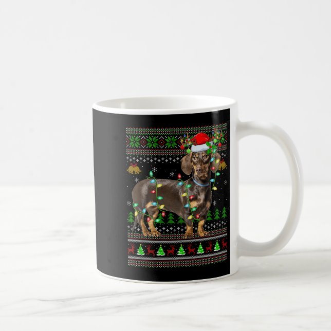 Dachshund Dog Ugly Christmas Sweaters Holiday Sant Kaffeetasse (Rechts)
