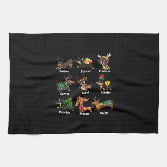 Dachshund Dogs Christmas Pajamas Dog Classic T-Shi Geschirrtuch (Horizontal)