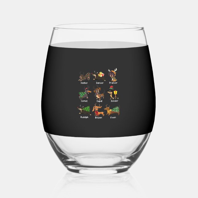 Dachshund Dogs Christmas Pajamas Dog Classic T-Shi Weinglas Ohne Stiel (Vorderseite)