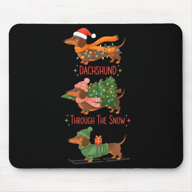 Dachshund Dogs Christmas Sweater Dachshund Through Mousepad (Vorne)