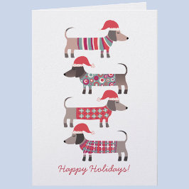 Dachshund Dogs in Santa Hats Christmas 