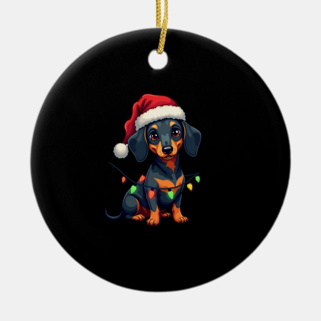 Dachshund Dogs Tree Christmas Sweater Xmas Gifts F Keramik Ornament (Vorne)