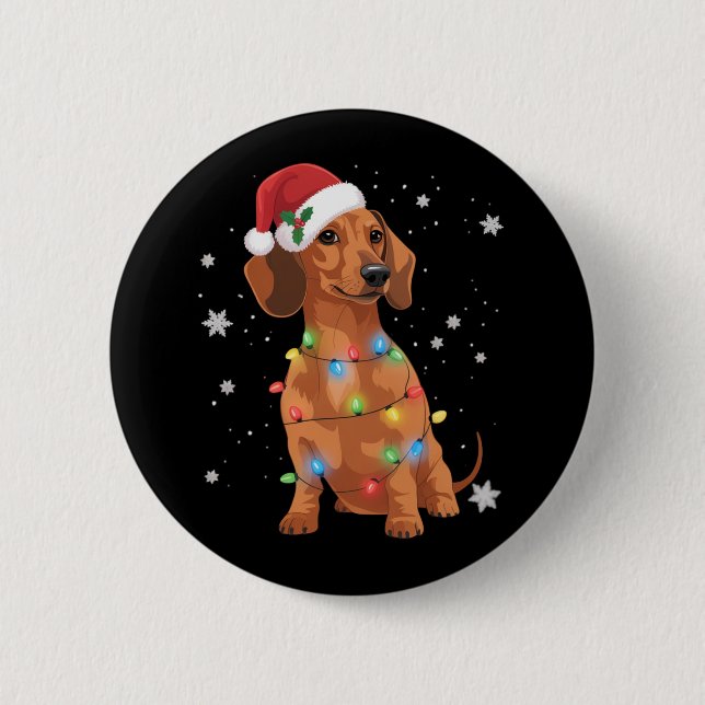 Dachshund Dogs Tree Christmas Xmas Pet Dog  Button (Vorderseite)