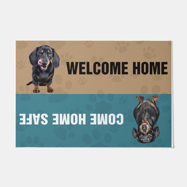 Dachshund Doormat/ Personalized Welcome Door Mat Fußmatte (Vorderseite)