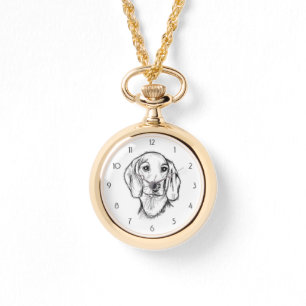Dachshund Drawn Sketch Black Puppy Dog Armbanduhr