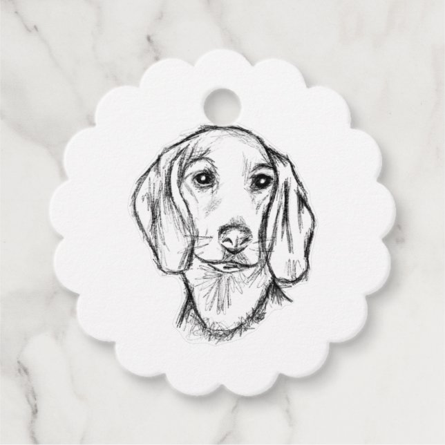 Dachshund Drawn Sketch Black Puppy Dog Geschenkanhänger (Vorderseite)