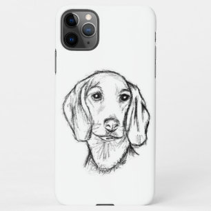 Dachshund Drawn Sketch Black Puppy Dog iPhone 11Pro Max Hülle
