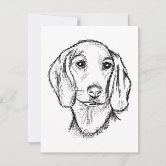 Dachshund Drawn Sketch Black Puppy Dog Karte (Vorderseite)