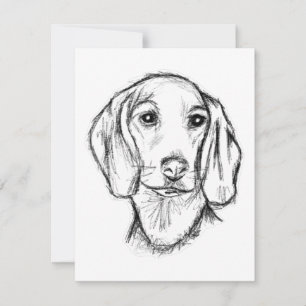 Dachshund Drawn Sketch Black Puppy Dog Karte