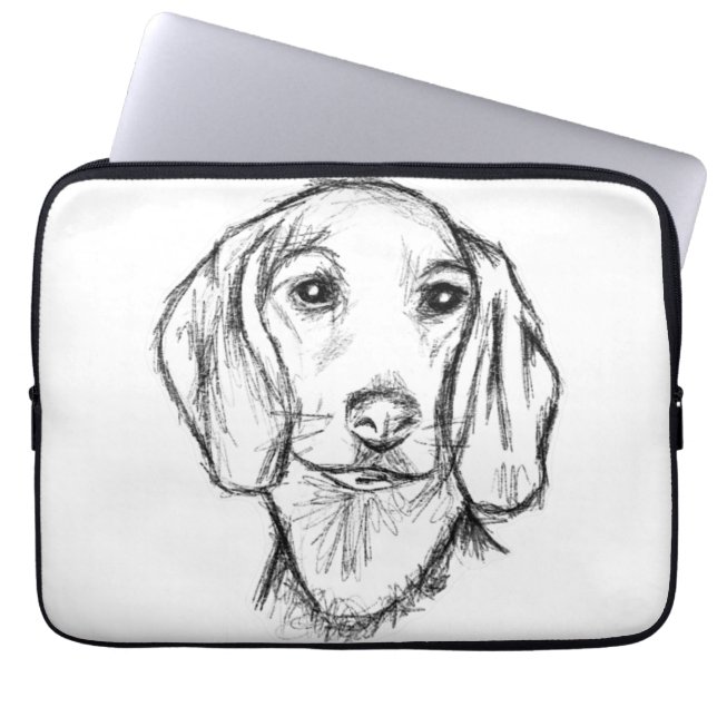 Dachshund Drawn Sketch Black Puppy Dog Laptopschutzhülle (Vorderseite)