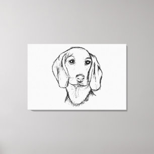 Dachshund Drawn Sketch Black Puppy Dog Leinwanddruck