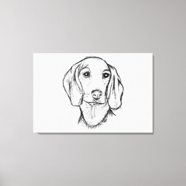 Dachshund Drawn Sketch Black Puppy Dog Leinwanddruck (Vorderseite)