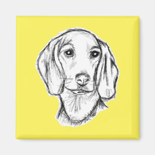 Dachshund Drawn Sketch Black Puppy Dog Magnet