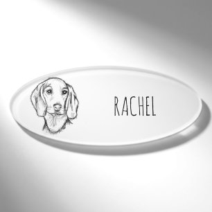Dachshund Drawn Sketch Black Puppy Dog Namenschild