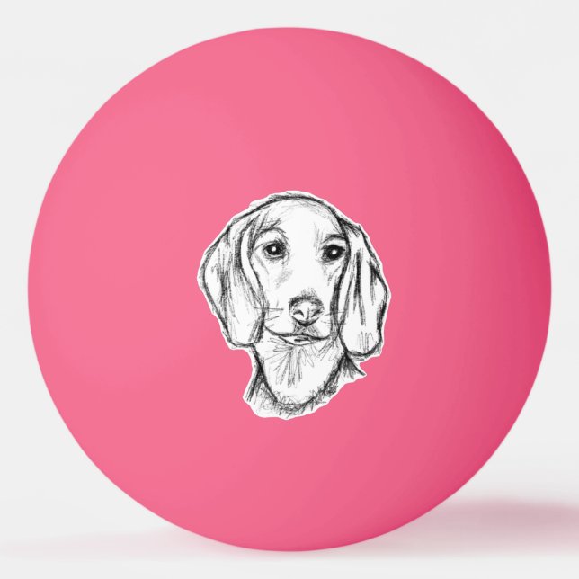 Dachshund Drawn Sketch Black Puppy Dog Tischtennisball (Vorderseite)