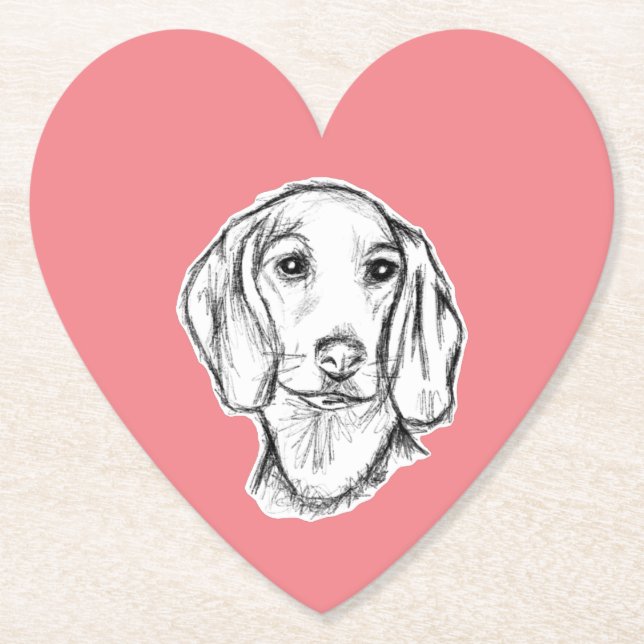 Dachshund Drawn Sketch Black Puppy Dog Untersetzer (Vorderseite)