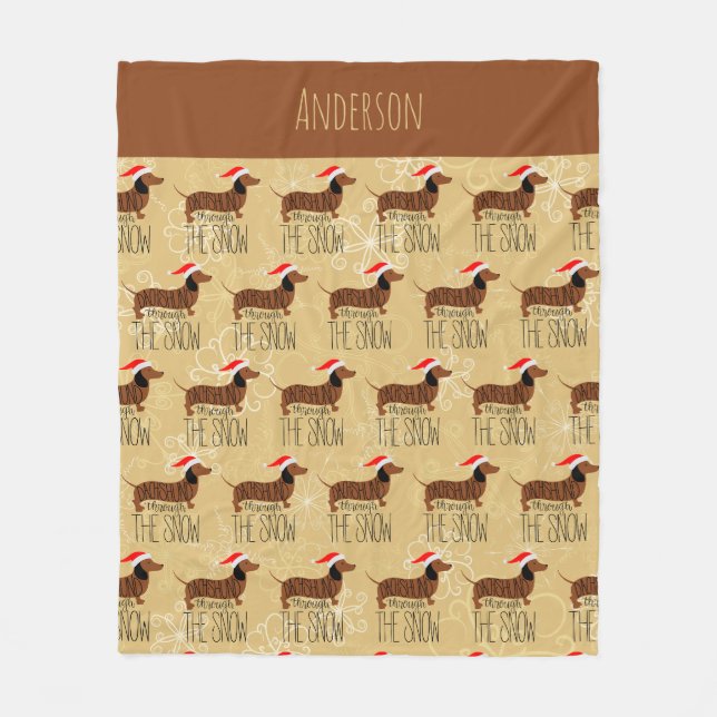 Dachshund durch den Schnee Fliesblanket Fleecedecke (Vorderseite)